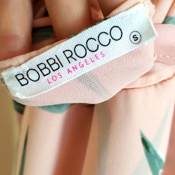 Bobbi Rocco Pink Floral Mini Dress with Lace-up Back and Wrap Front Size Small - Picture 5 of 6